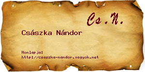 Császka Nándor névjegykártya
